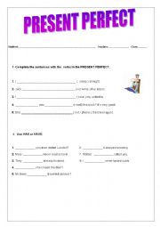 English Worksheet: PRESENT PERFECT EXERCISES