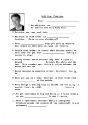 English Worksheet: Bill Nye Friction worksheet