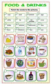 English Worksheet: Food and Drinks:matching_2