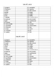 English Worksheet: Take Off unit 4