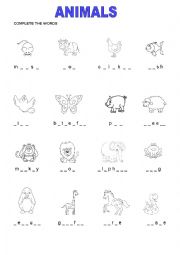 English Worksheet: ANIMALS