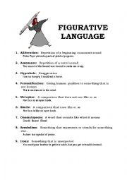 English Worksheet: Figurative Language & Examples