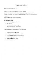 English Worksheet: infinitive with to