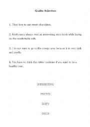 English Worksheet: Quality Adjectives