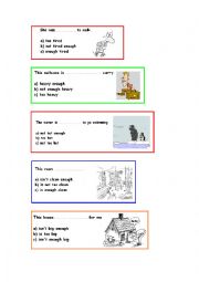 English Worksheet: Too/enough