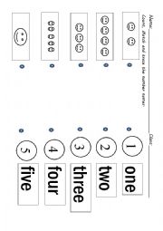 English Worksheet: Count, Match and trace the number names.