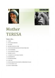 Guessing game CARD 5/5 Mother Teresa