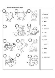 English Worksheet: Animals matching activity