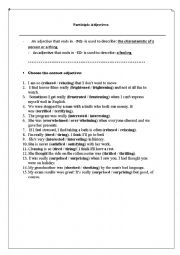 English Worksheet: Participle Adjectives