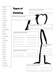 English Worksheet: Clothing Vocabulary Sorter