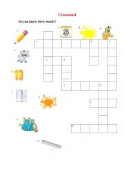 English Worksheet: Crossword 