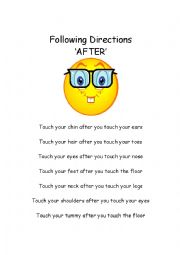 English Worksheet: After following directions