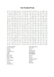 English Worksheet: The World of Work Wordsearch