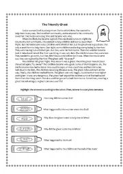 English Worksheet: The Friendly Ghost Reading
