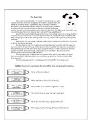 English Worksheet: The dogs bell Reading