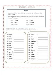 English Worksheet: Plural nouns