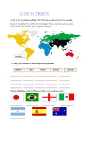 English Worksheet: countries
