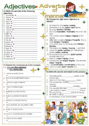 English Worksheet: Adjectives - Adverbs