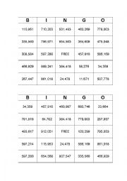 Big numbers bingo