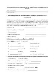 a sample exam for 5th graders