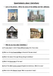 English Worksheet: Canterbury Quiz