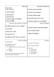 English Worksheet: Helping cards for guessing game