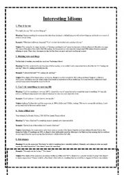 English Worksheet: Interesting Idioms