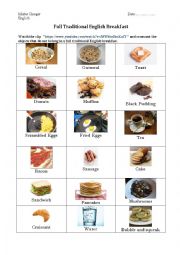 English Worksheet: The full English breakfast