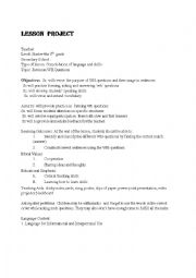 English Worksheet: LESSON PLAN -5 TH GRADE WH QUESTIONS 