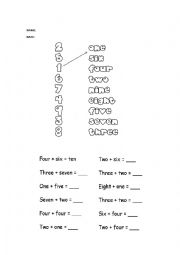 English Worksheet: The Numbers
