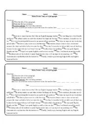 English Worksheet: Irrelevant Sentences