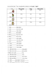 English Worksheet: Verb CAN