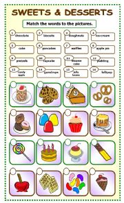 English Worksheet: Sweets and Desserts:matching_6