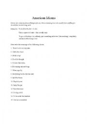 English Worksheet: American Idioms