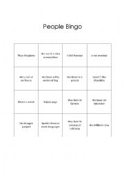 English Worksheet: People Bingo