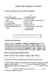English Worksheet: Review tasks for module 3 9th form 