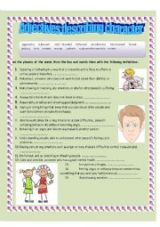 English Worksheet: Adjectives describing character