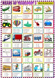 English Worksheet: Means of transport multiple choice 2