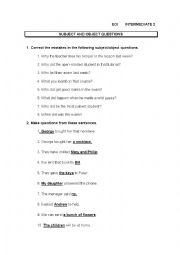 English Worksheet: Pronouns subject and object