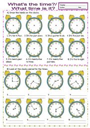 English Worksheet: Whats the time?