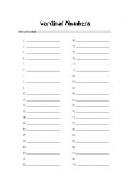 English Worksheet: Cardinal numbers exercise