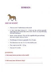 English Worksheet: Horses