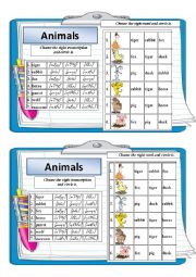 English Worksheet: animals