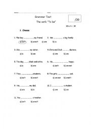 English Worksheet: Test   :The verb 