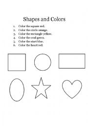 English Worksheet: Shapes and Colors