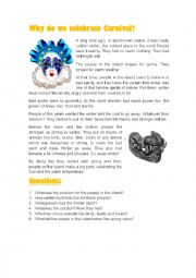 English Worksheet: History of Carnival - Reading