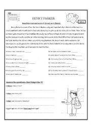 English Worksheet: Reading Comprehension about Henry Parker: a Post Ofiicer