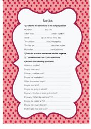 English Worksheet: Simple present exercises