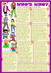 English Worksheet: Whos who? Describing people