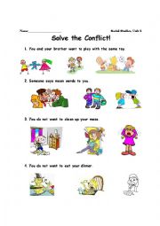 English Worksheet: Conflict Resolution